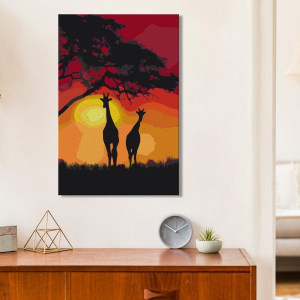 Malování podle čísel – Giraffes and Sunset Malování podle čísel – Giraffes and Sunset