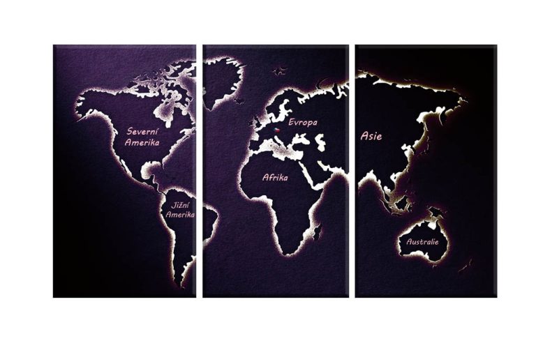 Třídílný obraz mapa světa II. Třídílný obraz mapa světa II.
